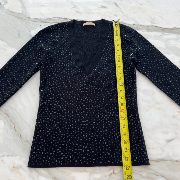 MICHAEL KORS COLLECTION BLACK SEQUINS V-KNECK SWEATER SIZE S NWOTS! - Picture 12 of 13